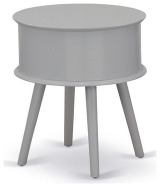 Gordon Round Night Stand End Table With Drawer, Urban Gray Finish