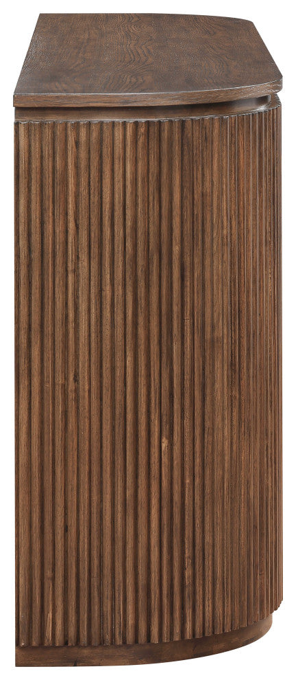 Astrid Solid Wood And Oak Veneer Vanity / Desk / Console Table, Brown