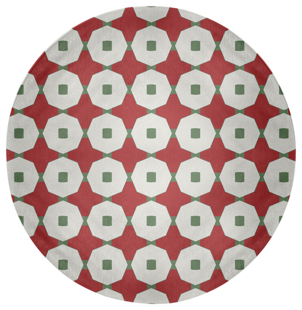 Button Up Spring Chenille Rug, Ligonberry Red, 5' Round