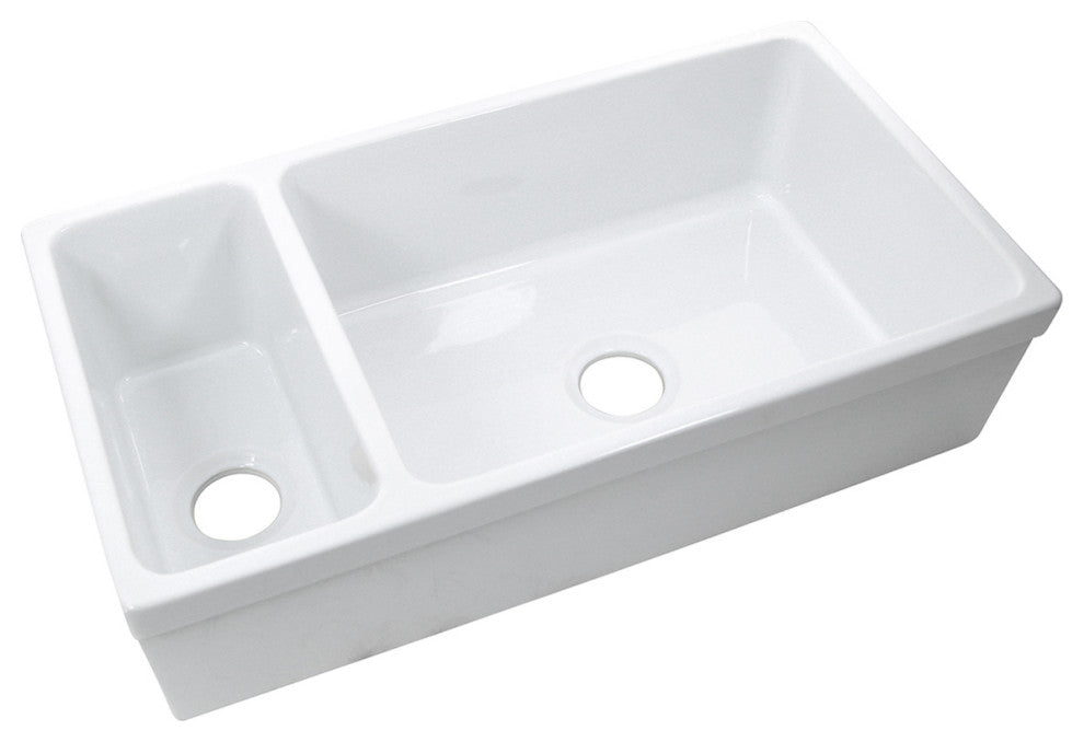 90/10 Reversible Double Bowl Italian Fireclay Farmhouse Sink