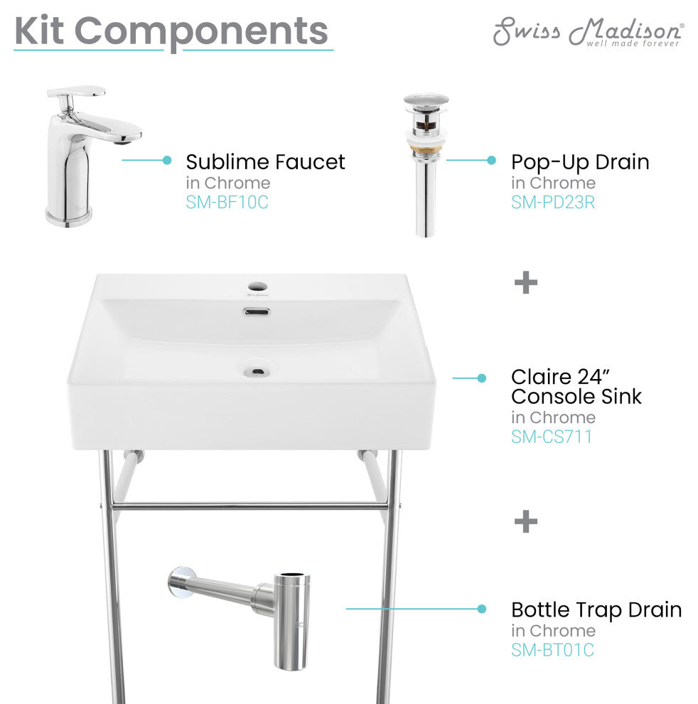 Claire 24 Ceramic Console Sink Bundle