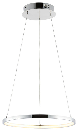 Circulo Metal Round Modern LED Pendant, Chrome, Width: 15.75"