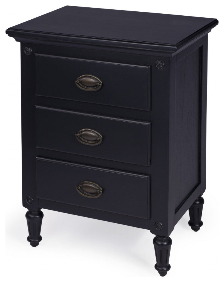 Classic Black 3 Drawer Nightstand