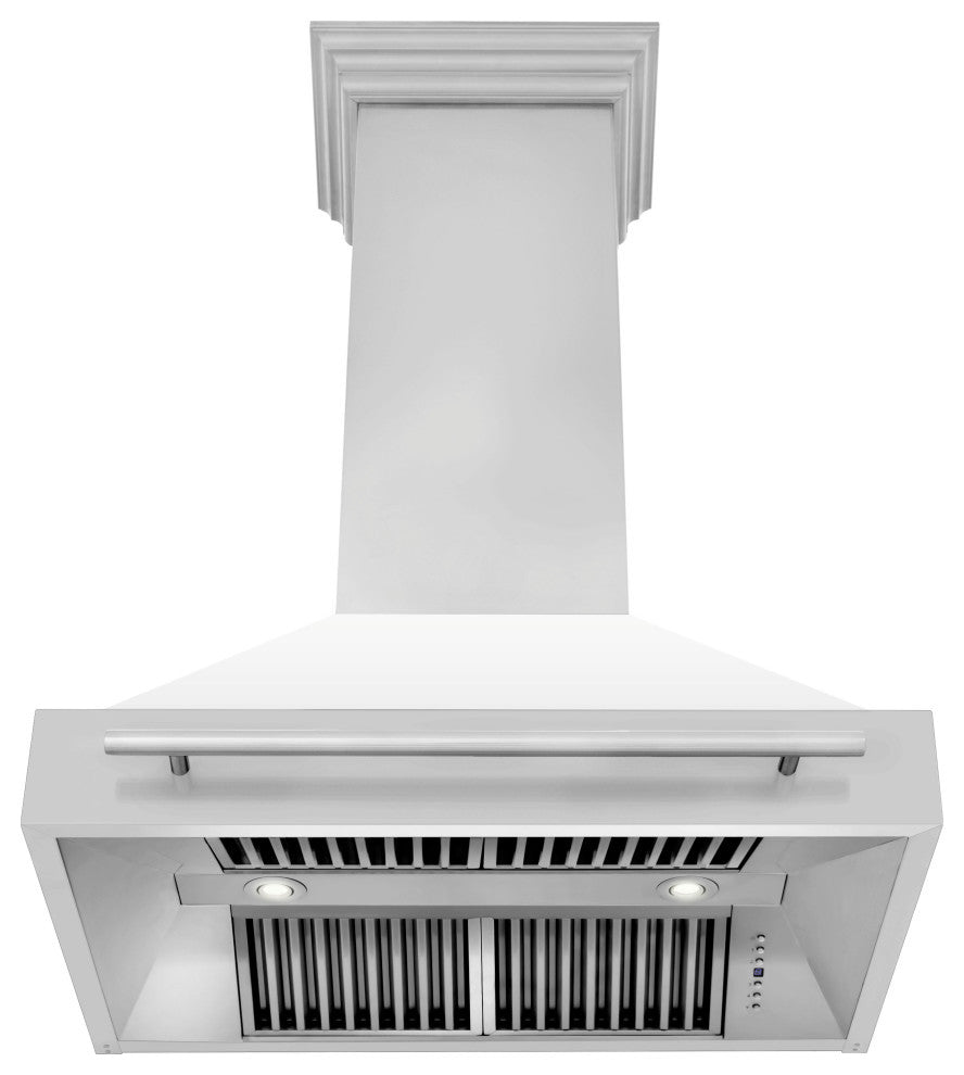 ZLINE 36" Wall Mount Hood Stainless Steel With White Matte Shell, 8654STX-WM-36
