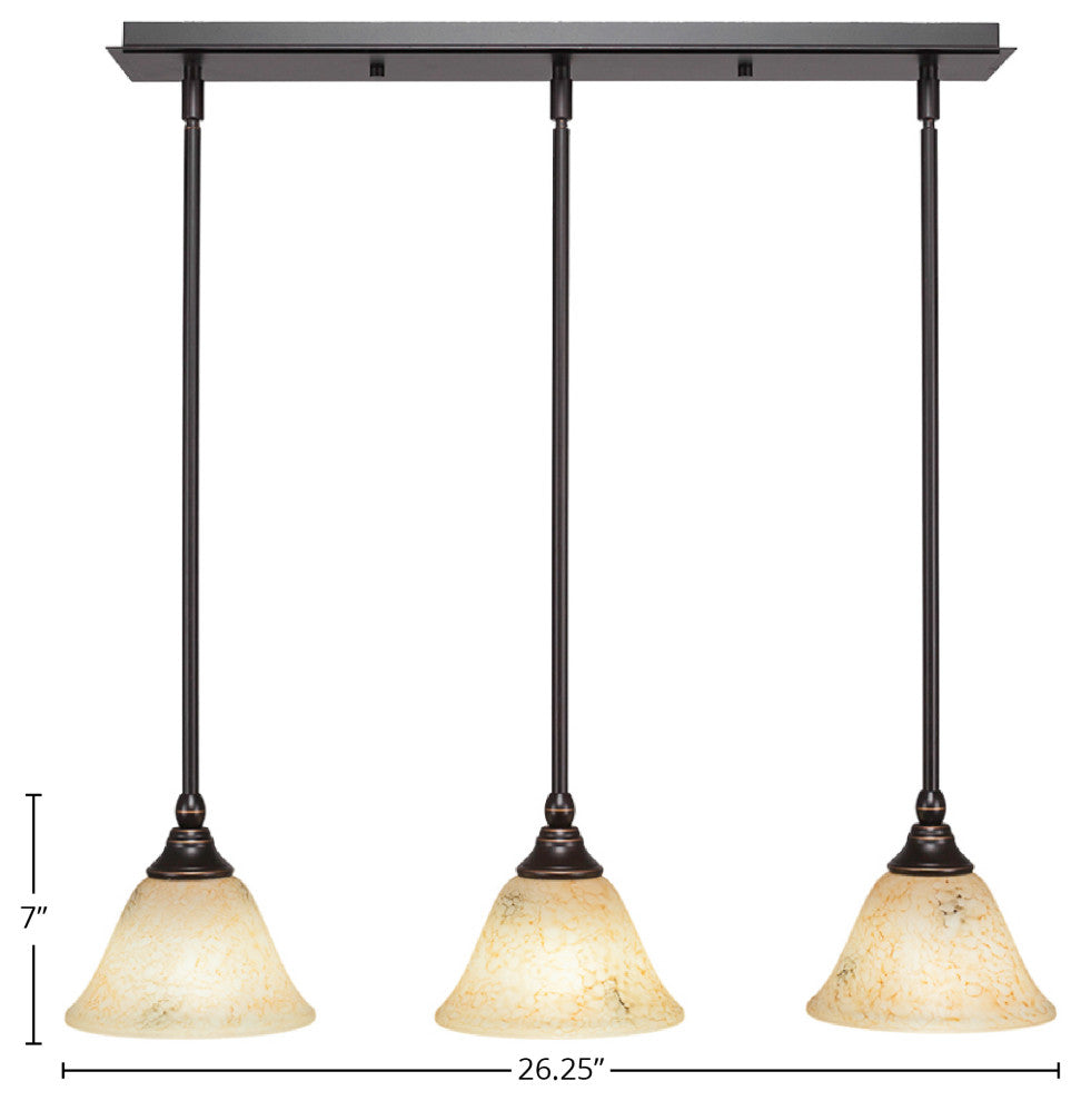 Stem 3-Light Pendalier with Hang Straight Swivel, Dark Granite/Italian Marble