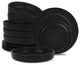 Stone Lain Senso New Bone China 24 Piece Dinnerware Set, Black