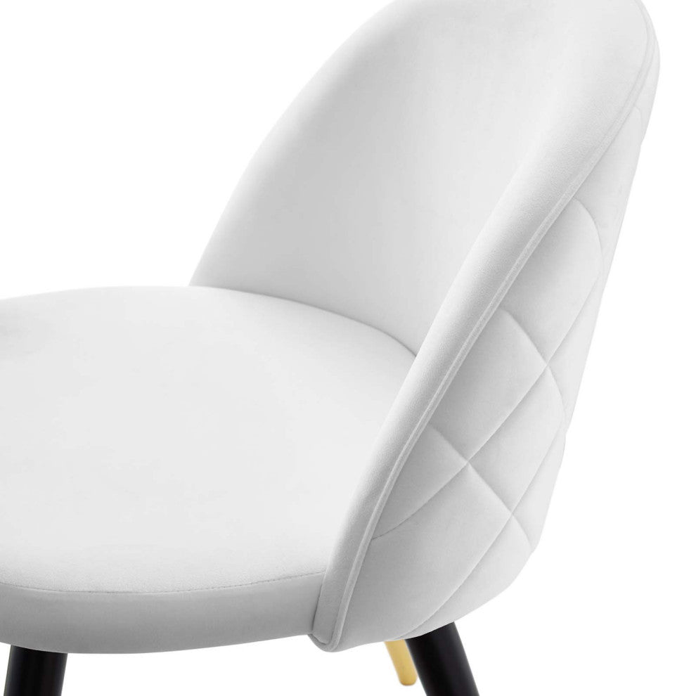 Side Dining Chair, Set of 2, Velvet, White, Cafe Bistro Restaurant Hospitality