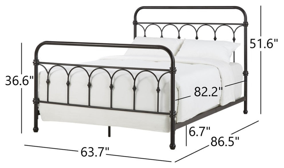 Maverick Rustic Metal Bed, Dark Bronze, Queen