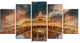 "Paris Eiffel Tower in Paris With Sunset Colors" Wall Art, 60"x32", 5-Panels