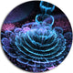 Glossy Blue Purple Fractal Flower, Floral Round Metal Wall Art, 36"