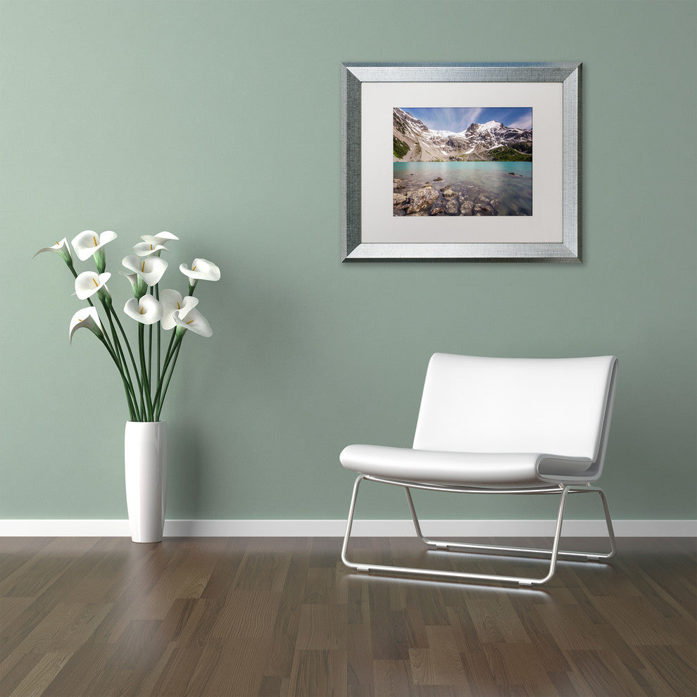 Pierre Leclerc ''Turquoise Blue Lake'' Matted Art, Silver Frame, White, 20x16