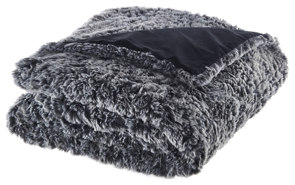 Inspired Home Lucius Throw Two Tone, Polyester 50"x60", Black