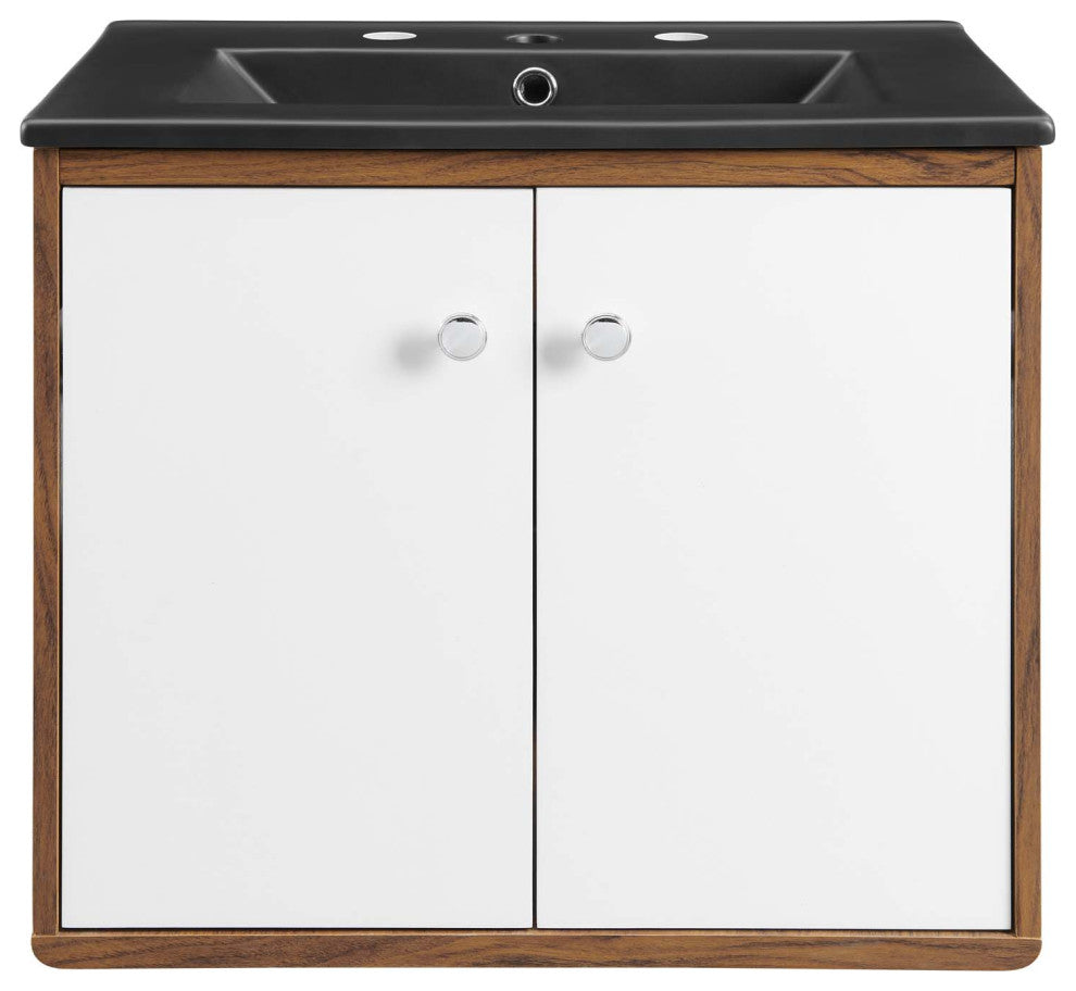 Transmit 24" Wall-Mount Bathroom Vanity - White Black