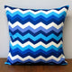 Panama Wave Blue Zigzag Polyester 18" Outdoor Throw Pillows, Set Of 2, Throw Pil