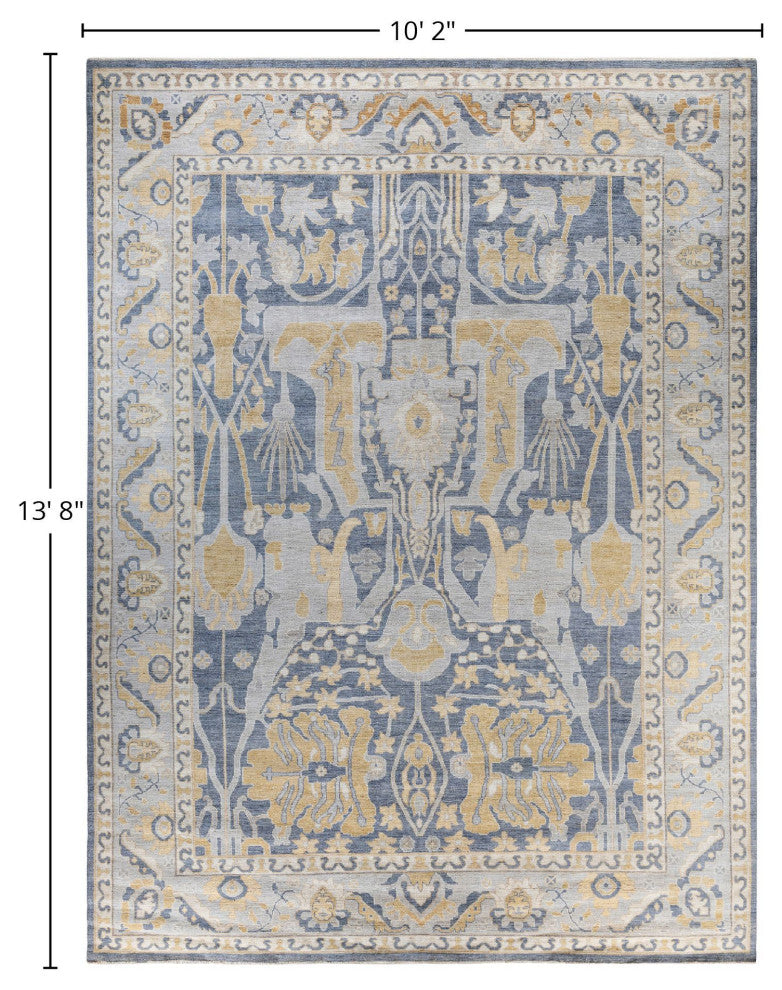 Oushak One-of-a-Kind Hand-Knotted Area Rug Gray, 10'2" x 13'8"