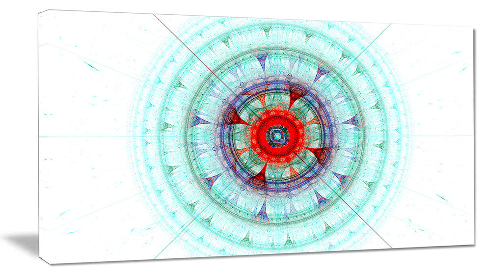 Light Blue Fractal Sphere, Abstract Wall Art Canvas, 32x16