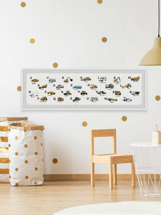"Vehicle Alphabet" Framed Painting Print, 45x15