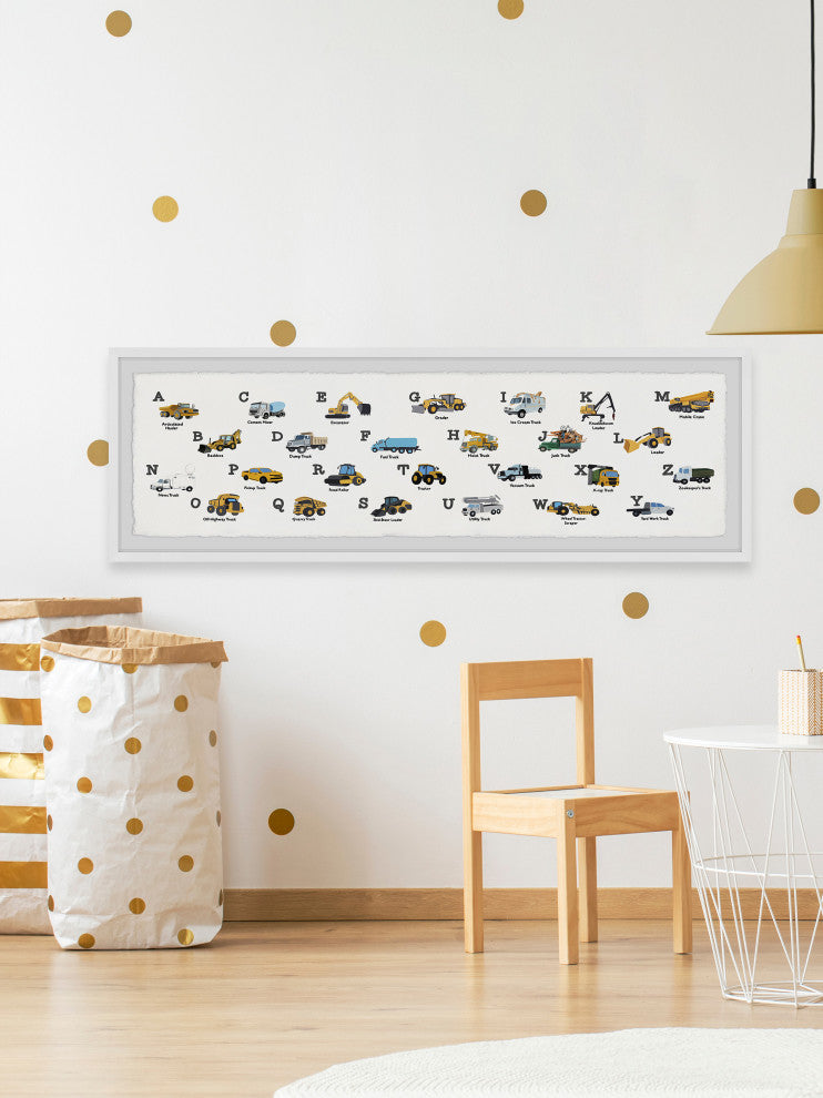 "Vehicle Alphabet" Framed Painting Print, 45x15