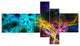 Glowing Abstract Fireworks, Abstract Canvas Art Print, 60"x32", 5 panels