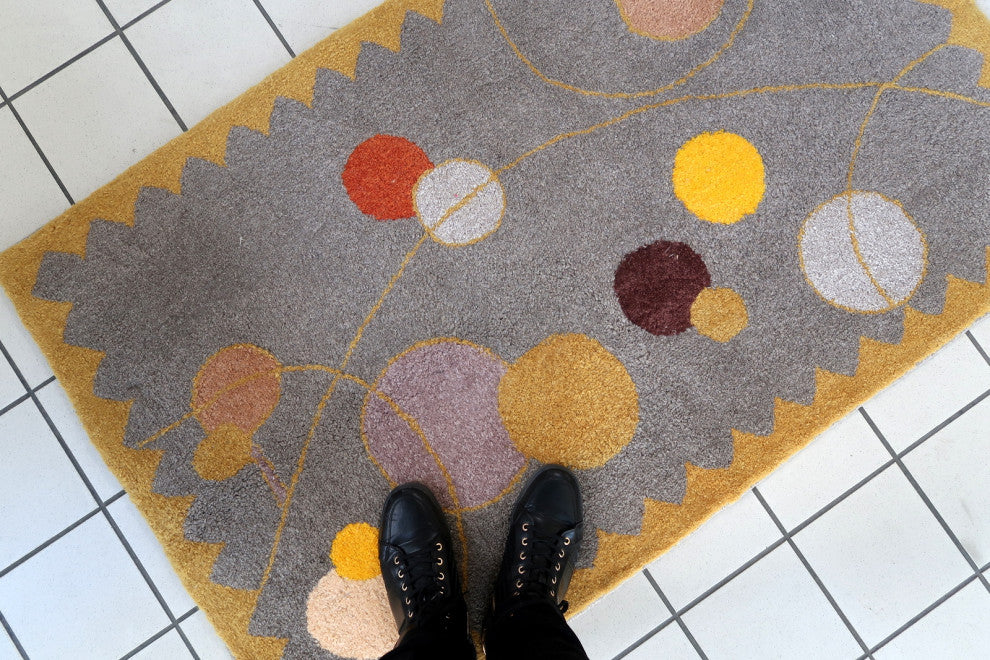 Handmade Contemporary ORA French Hooked Rug 3'x4.7', 91cmx145cm, 2021