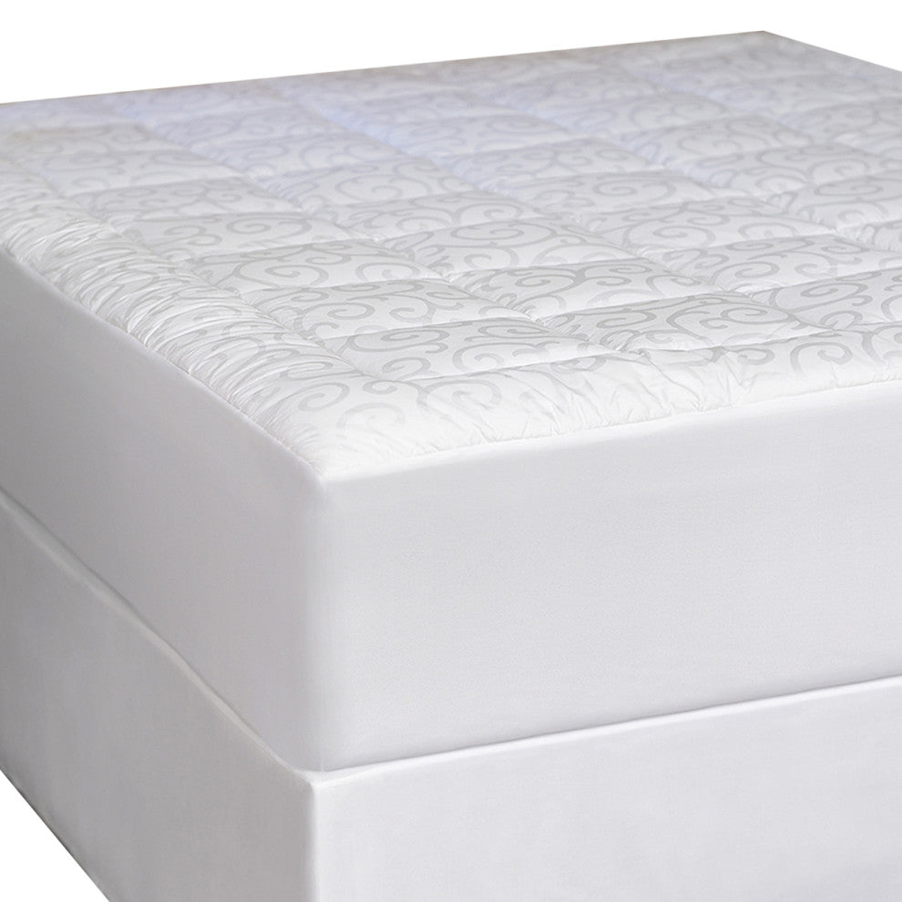 Candice Olson Jacquard Scroll Mattress Pad, White, Full