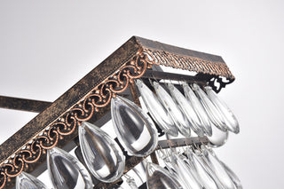 6-Light Antique Bronze Rectangular Crystal Chandelier Dining Room 40 in. Glam