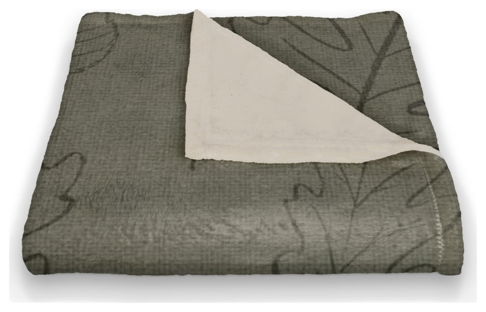 Green Large Leaf Pattern 50x60 Coral Fleece Blanket