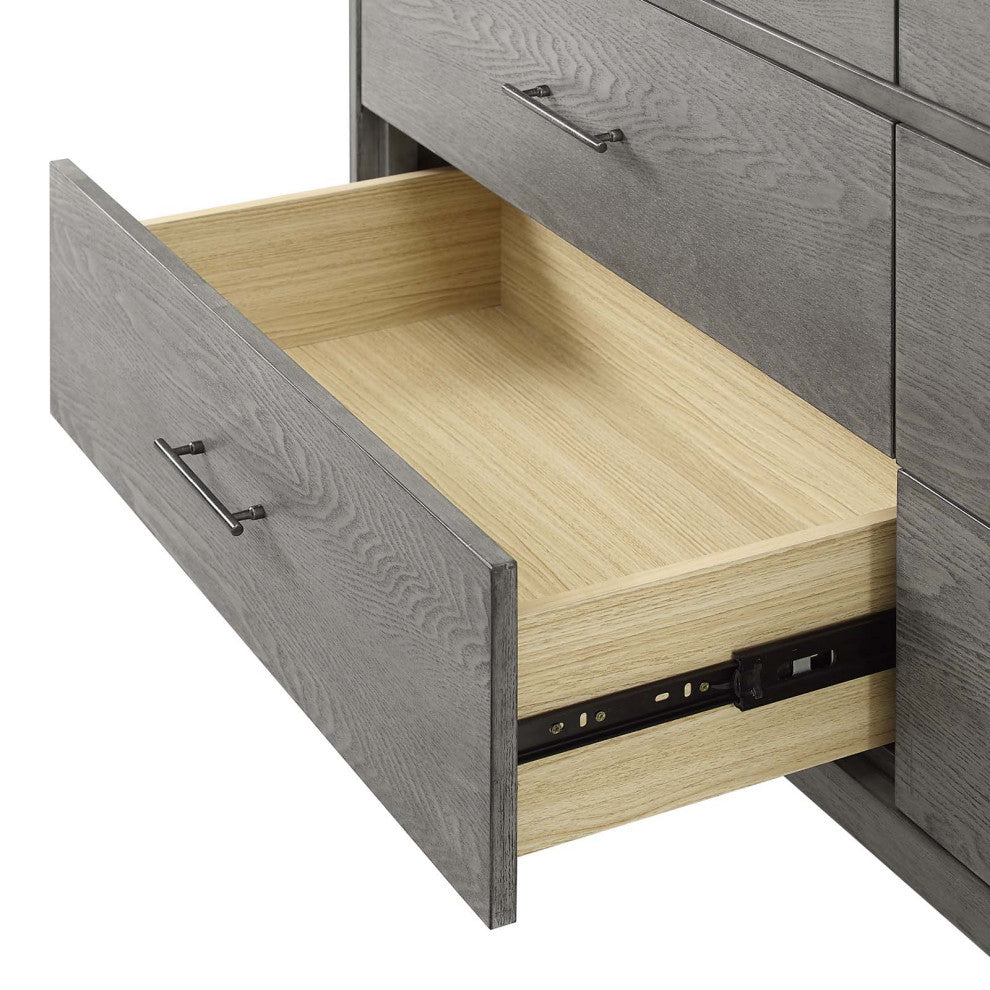 Dresser Drawer Chest Stand, Wood, Gray, Modern Farmhouse Living Room