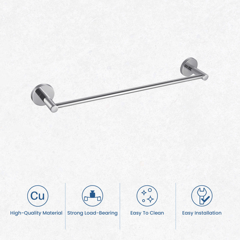 Circular Bathroom 18" Towel Bar, Chrome