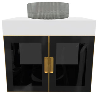 Modern Wall-Mount Vanity With Top & 16" Ribbed Sink, Black, 36"