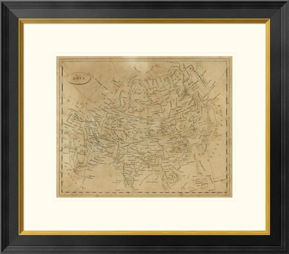 "Asia, 1812" Framed Digital Print by Aaron Arrowsmith, 26x23"