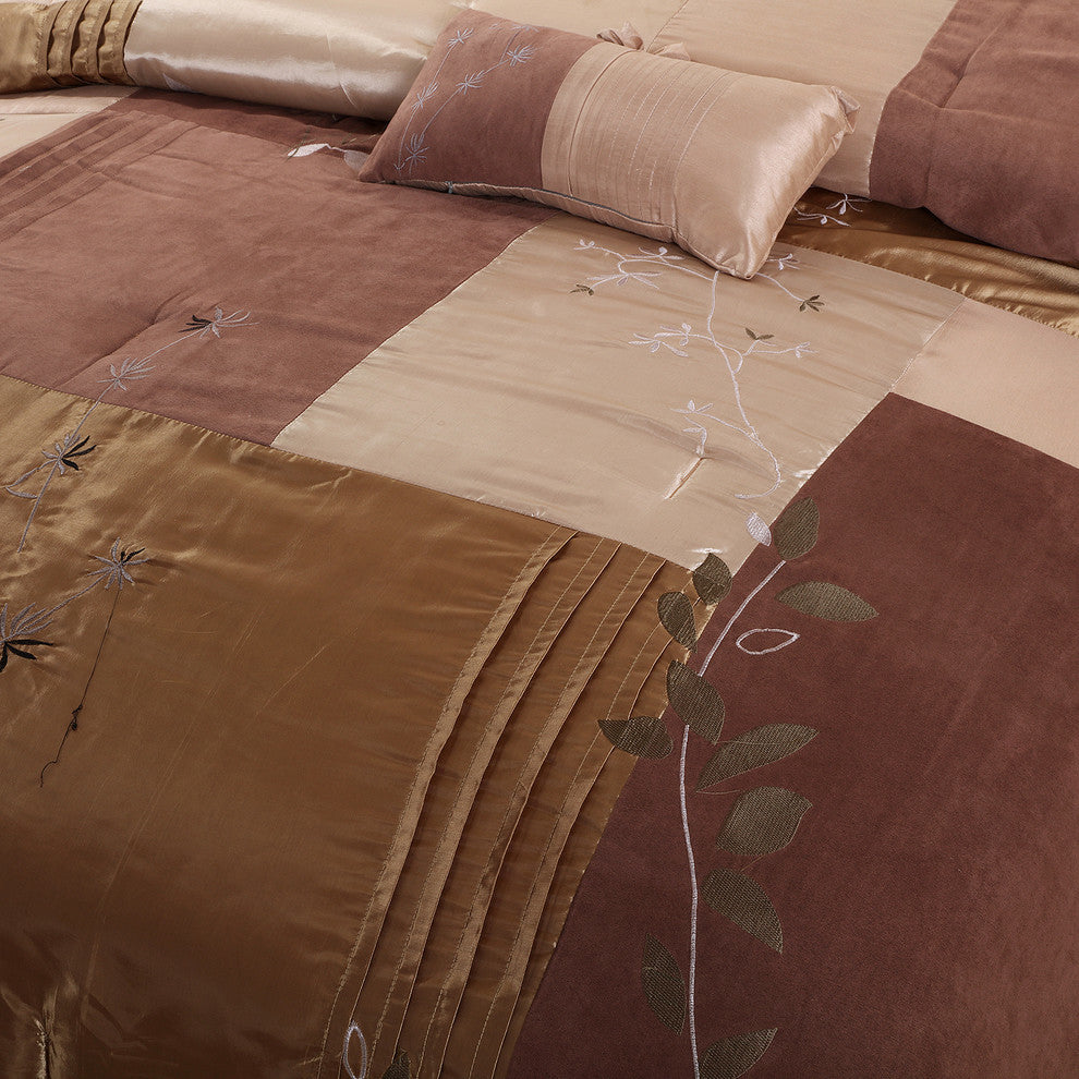 Back to Nature Comforter Set, Mocha, Queen, 7-Pc