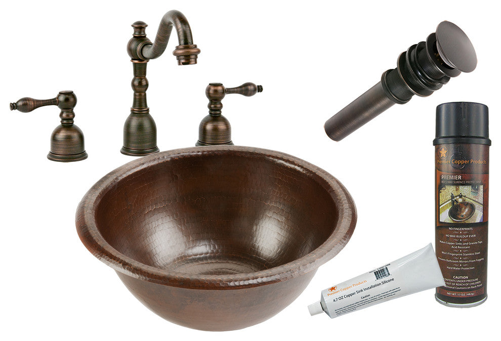Premier Copper Products BSP2_LR14RDB Bathroom Sink, Faucet and Accessories