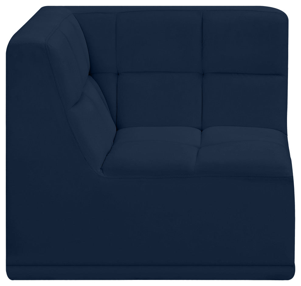 Relax Velvet Upholstered Corner Chair, Navy