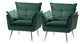Contemporary Velvet Armchair Set of 2, Green
