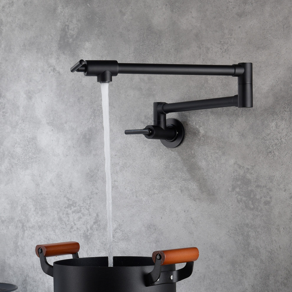 Wellfor Pot Filler Faucet Wall Mount, 4 GPM Flow Rate, Matte Black