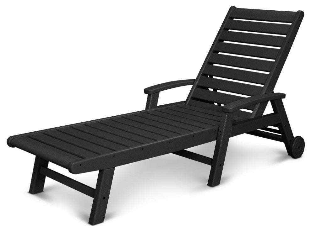 POLYWOOD Signature Chaise With Wheels, Black