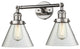 Large Cone 2-Light LED Bath Fixture, Polished Nickel, Glass: Clear