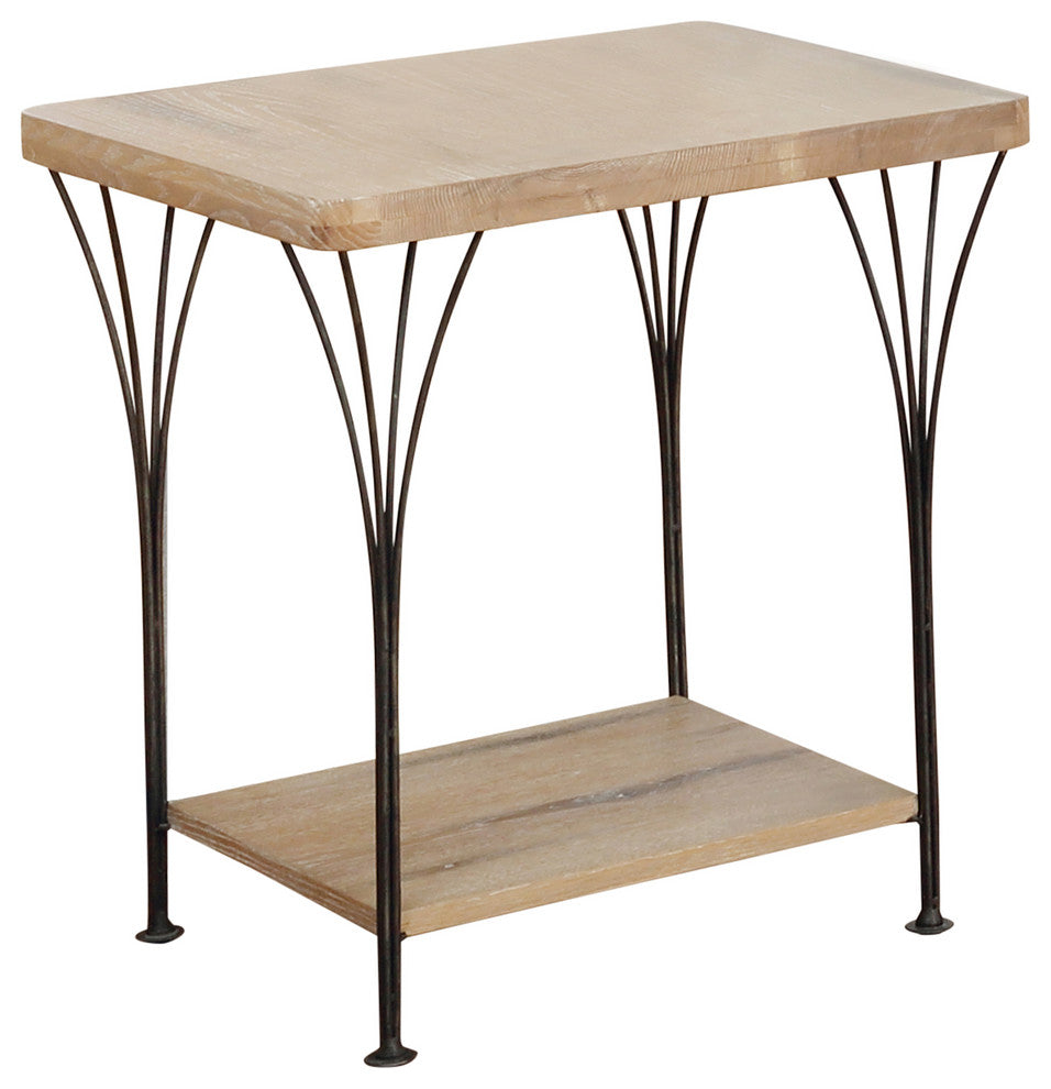 Thetford 21" Weathered Natural Wood and Metal End Table