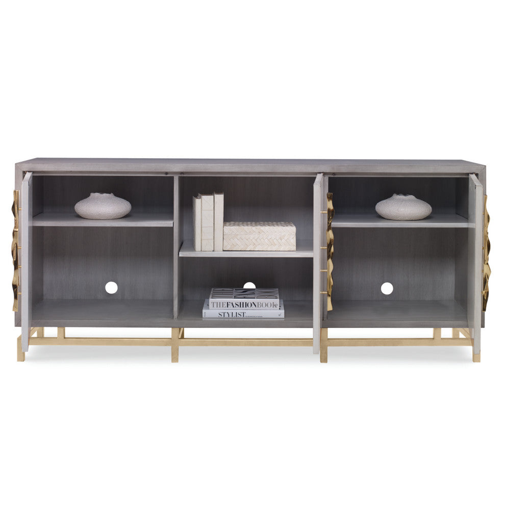 Ambella Home Collection - Origami Multi-Use Cabinet - Ash Grey / Linen