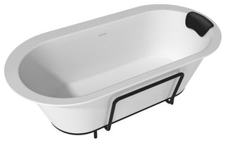 67in White Solid Surface Freestanding Soaking Bathtub with Drain, 67in