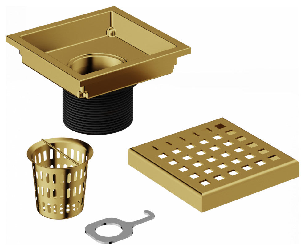 VIGO Elan Linear Shower Drain, Matte Brushed Gold, 4"