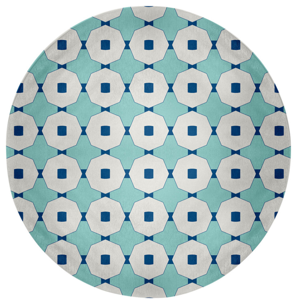 Button Up Spring Chenille Rug, Light Blue, 5' Round