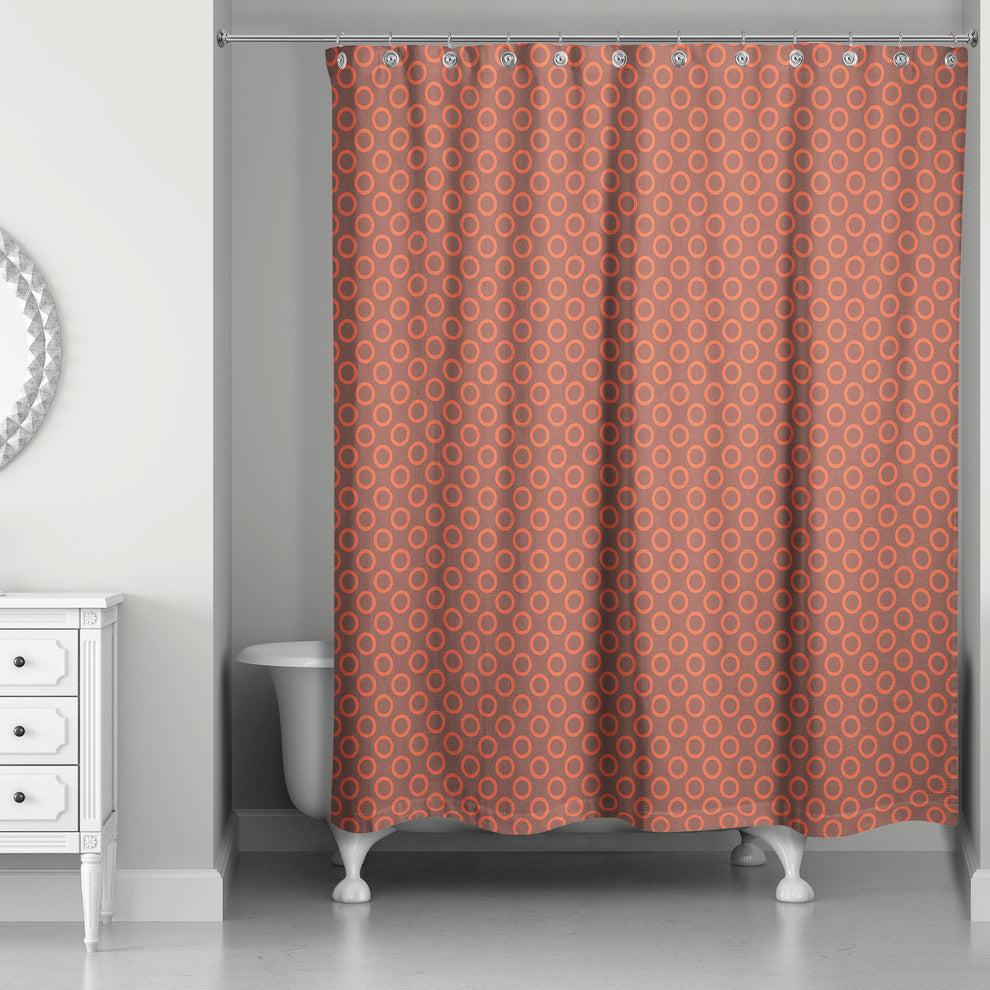 Circle Pattern in Red Shower Curtain