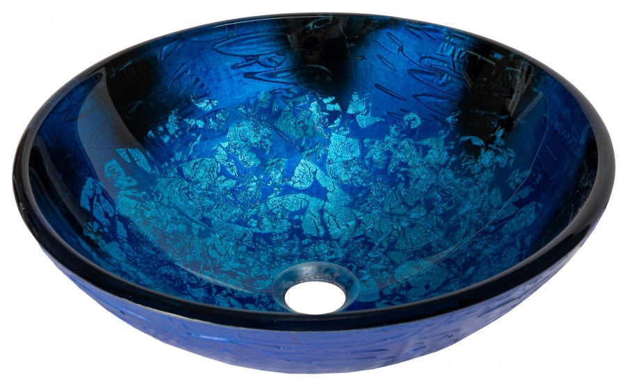 Eden Bath EB_GS63 Vibrant Blue Foil Glass Vessel Sink