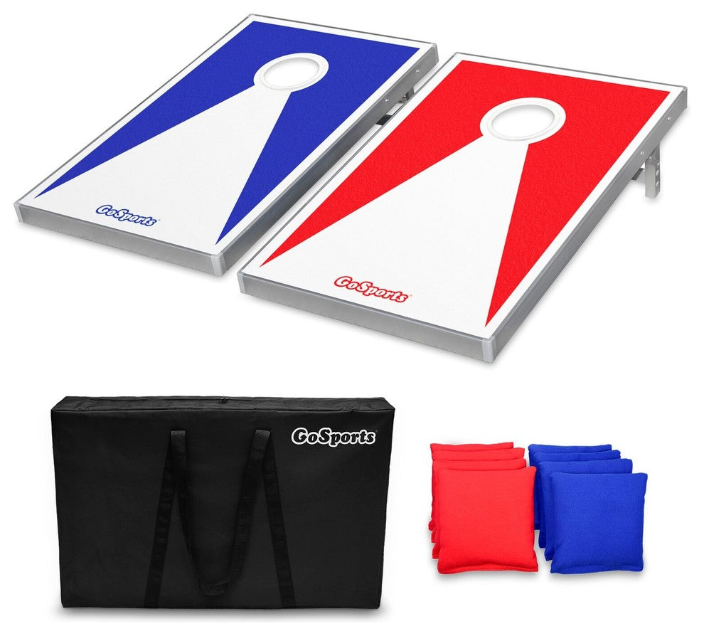 GoSports CornHole Bean Bag Toss Game Set, Red and Blue Edition