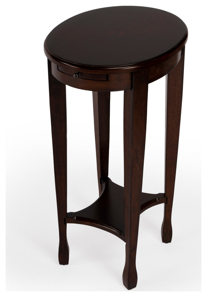 Butler Arielle Yellow Round Accent Table, Chestnut Burl