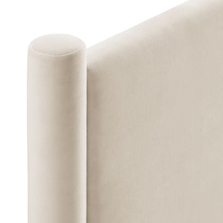 Rael Performance Velvet King Headboard, Alabaster