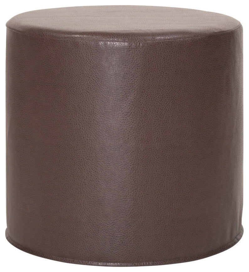 No Tip Cylinder Ottoman With Cover, Avanti Pecan