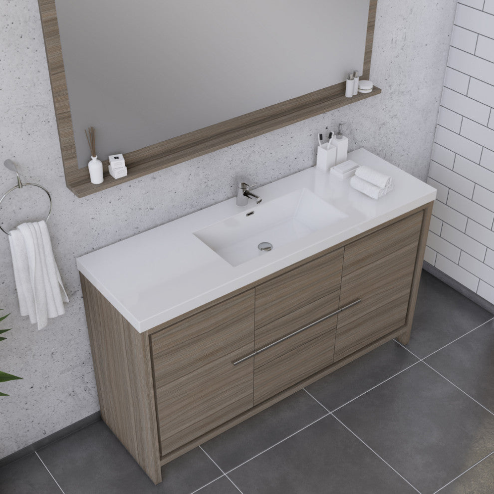 Sortino 60" Single Bathroom Vanity With Sink, Gray
